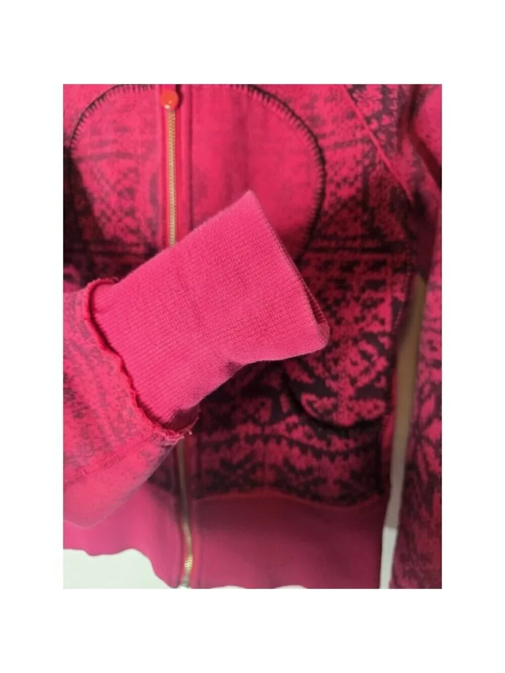 Lululemon Scuba Jacket Special Edition Pink Snowflake Fluffy Hood Full Zip Sz 4
